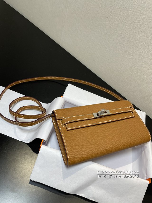 Hermes女包 愛馬仕Kelly woc小挎包 金棕色epsom皮凱麗斜挎包  tdh2357